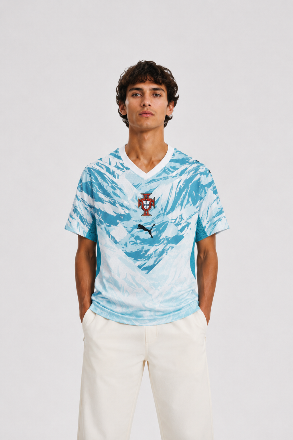 ChatGPT Image 18 مايو 2026، 07_32_15 م Portugal Away Jersey White & Blue - Image 1
